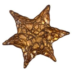 Star Glass Plate Starfish Bubbles 13" Dia. Gold Art Dish